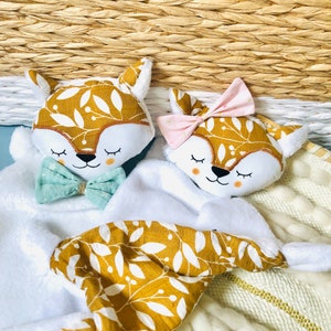Personalized square fox comforter, flat comforter and swaddling fabric, birth gift for girls and boys