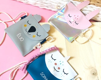 Porte monnaie enfant personnalisé lapin, pochette fille, cadeau de Noël et anniversaire fille