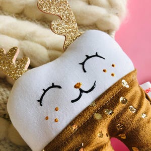 Personalized Baby Tooth Box in Reindeer Fabric for an original children's gift