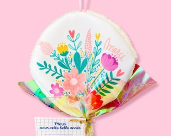 Cadeau Maîtresse Lingette bouquet de fleurs pour Nounou, Atsem, Aesh, accompagnants