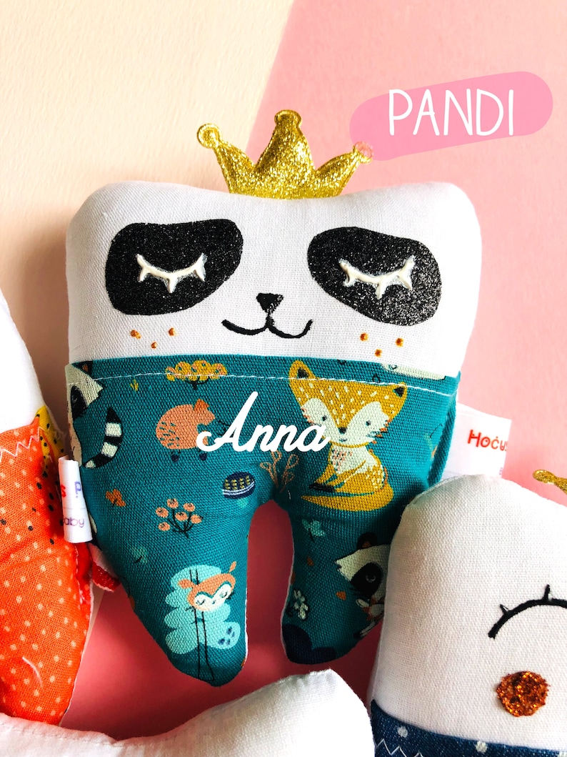 Personalized tooth box for children, original birth and baptism birthday gift Pandi