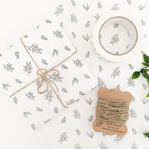 10, 25 ou 50 feuilles | Papier de soie blanc respectueux de l'environnement avec un motif de feuille noire | 100 % recyclable