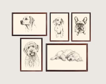 Colección de impresiones de perros vintage: decoración rústica de granja para amantes de los perros: arte de pared imprimible