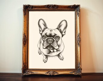 Lindo arte de bulldog francés: decoración rústica de granja para amantes de los perros - Arte de pared imprimible