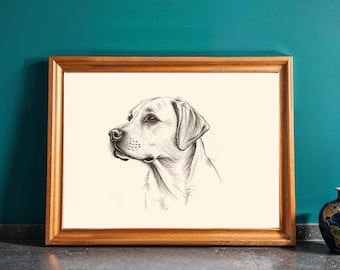 Lámina vintage de labrador: decoración rústica de granja para amantes de los perros - Arte mural imprimible