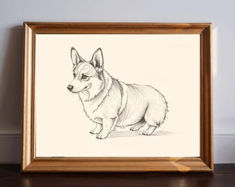 Lámina vintage de Corgi: decoración rústica de granja para amantes de los perros - Arte de pared imprimible