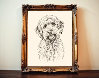 Arte encantador de labradoodle: decoración rústica de granja para amantes de los perros - Arte de pared imprimible