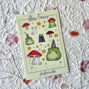 Feuille d'autocollants grenouille Cottagecore, feuille d'autocollants grenouille, autocollants pour agenda, autocollants de scrapbooking, feuille d'autocollants sur le thème Cottagecore, autocollants champignons