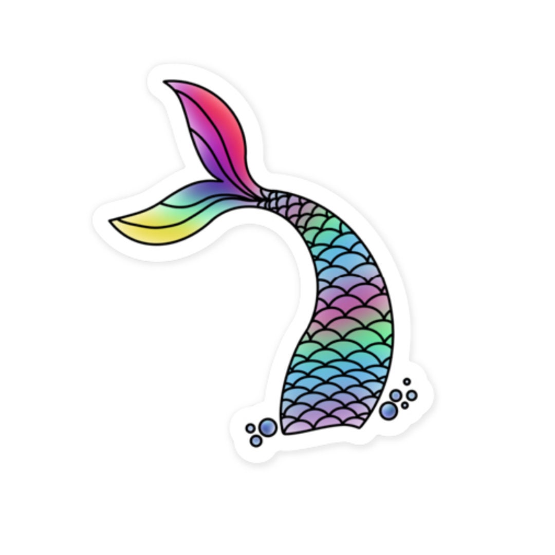 Mermaid Tail Sticker, Rainbow Mermaid Tail Sticker, Rainbow Mermaid