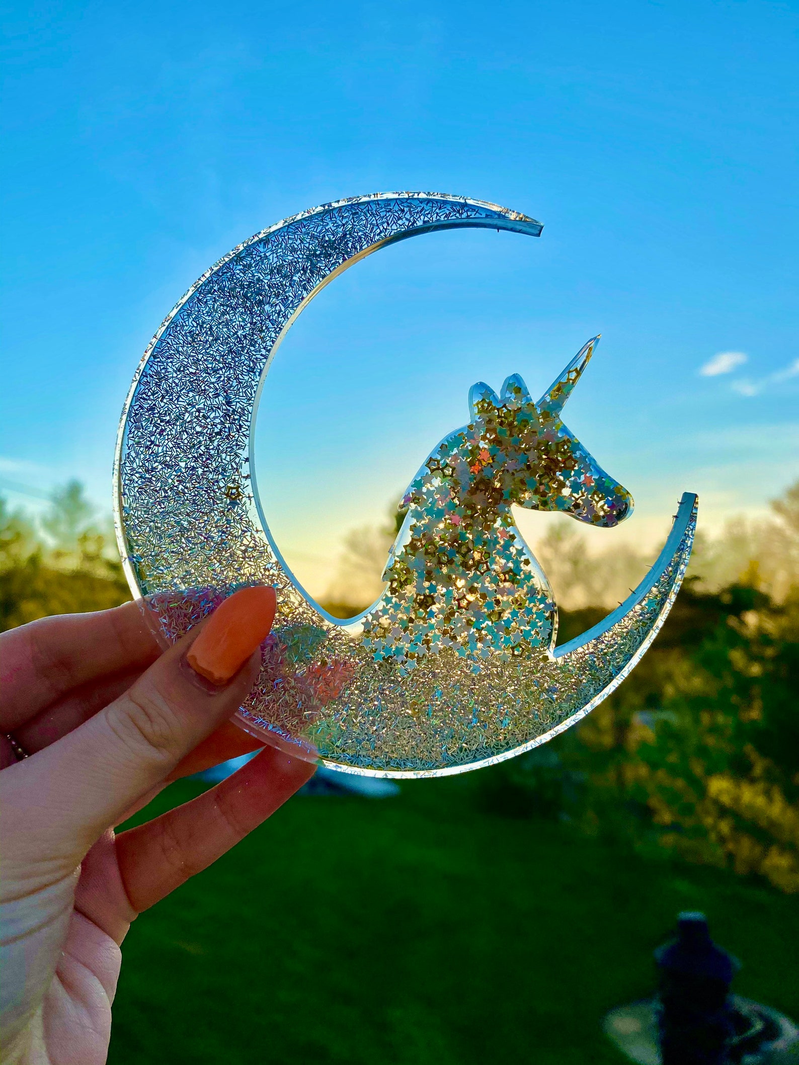 Unicorn Resin Art Unicorn and Moon Resin Resin Art Unicorn Etsy