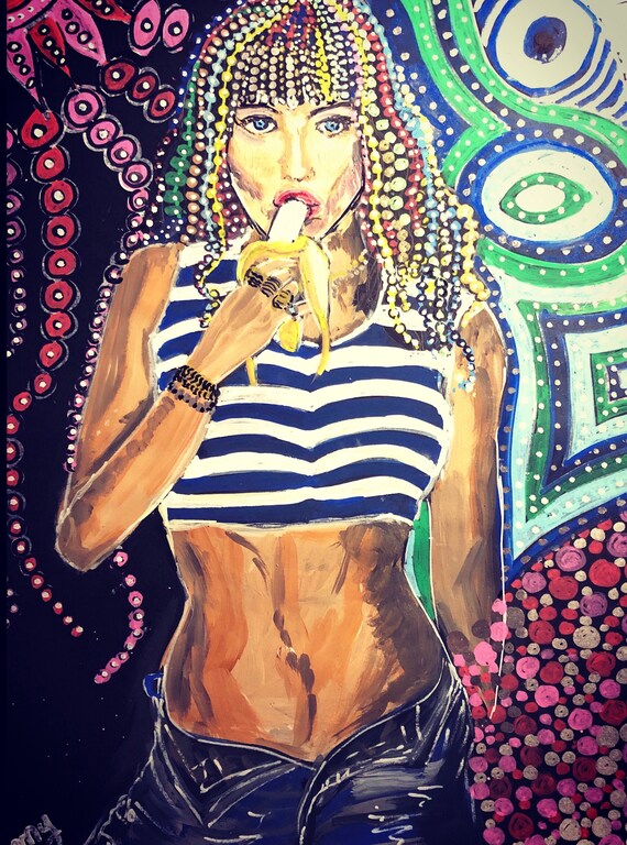 MILEY CYRUS COQUINE Original Signed 40-30 Cm Acrylic Model Unique Pop Art  Psychedelic Frame Offered - Etsy