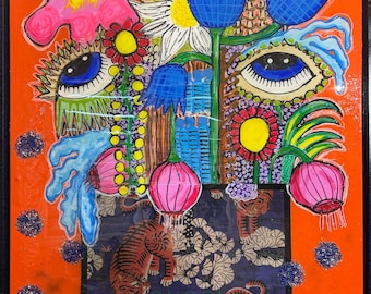 FLORES DE GUCCI - 105*85 cm Resina epoxi 3D Caja americana modelo único