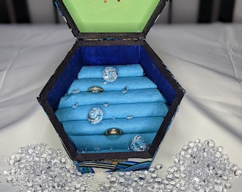 Handmade Bespoke Ring Box  - Blue