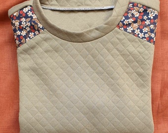 Women's quilted sweatshirt, color: Taupe - Liberty fabric finish