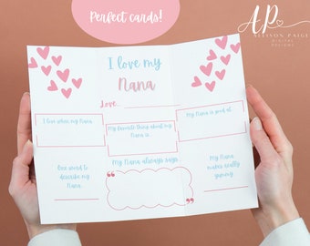 I Love My Nana Card/Keepsake - Digital Download