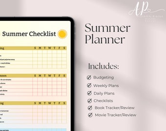 Planificador de verano imprimible para niños: actividades y metas (descarga digital)