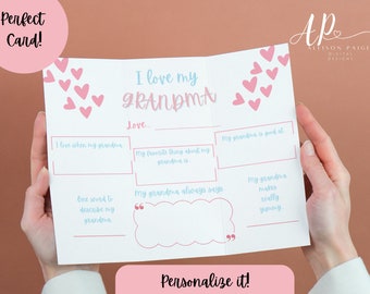 I Love My Grandma Card/Keepsake - Digital Download