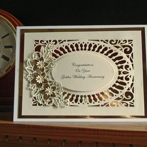 Handmade Personalised Golden 50th Wedding Anniversary Card - Keepsake - Any name or message.