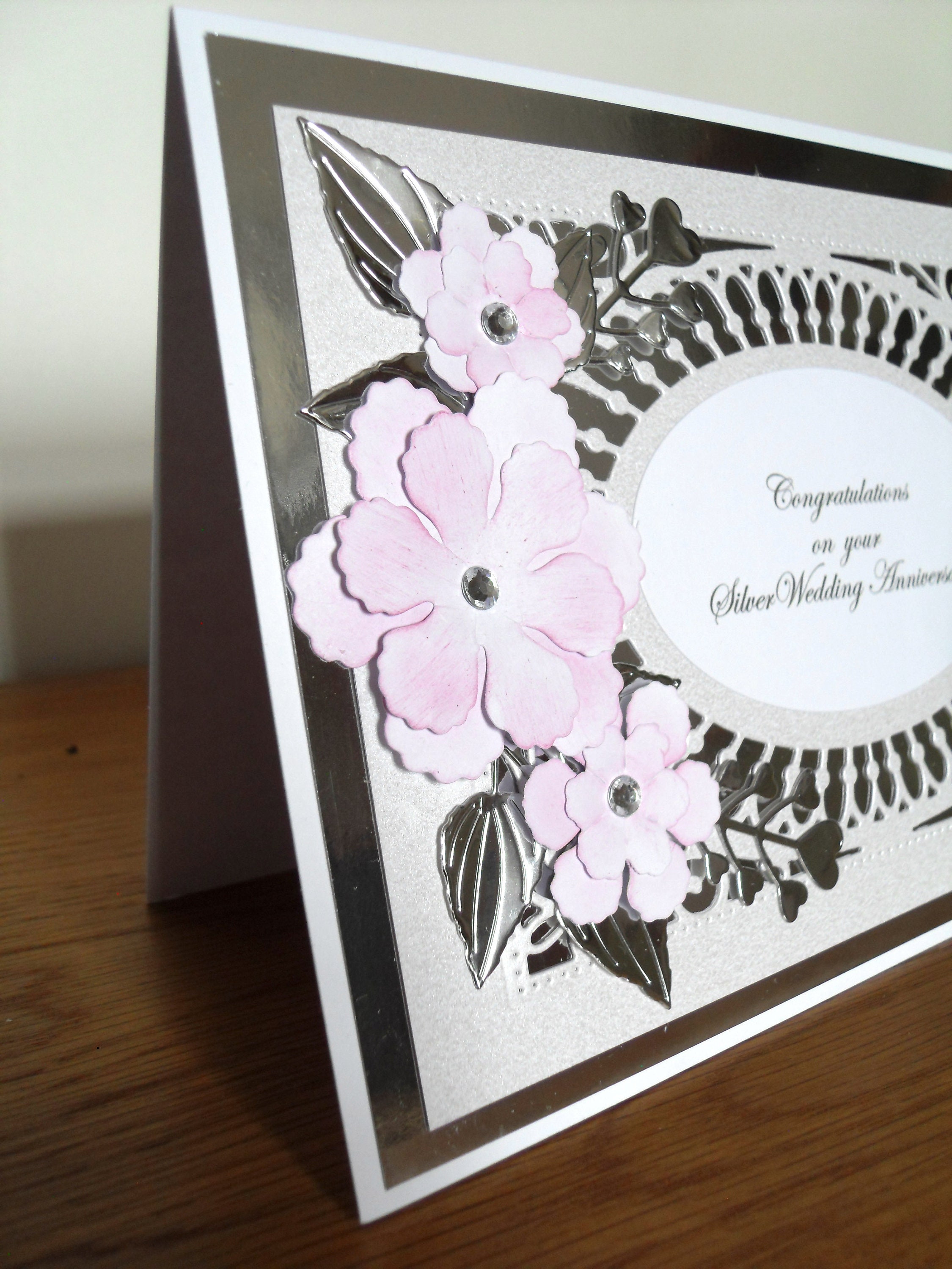 Handmade Personalised Silver Wedding 25th Anniversary Card - Keepsake ...