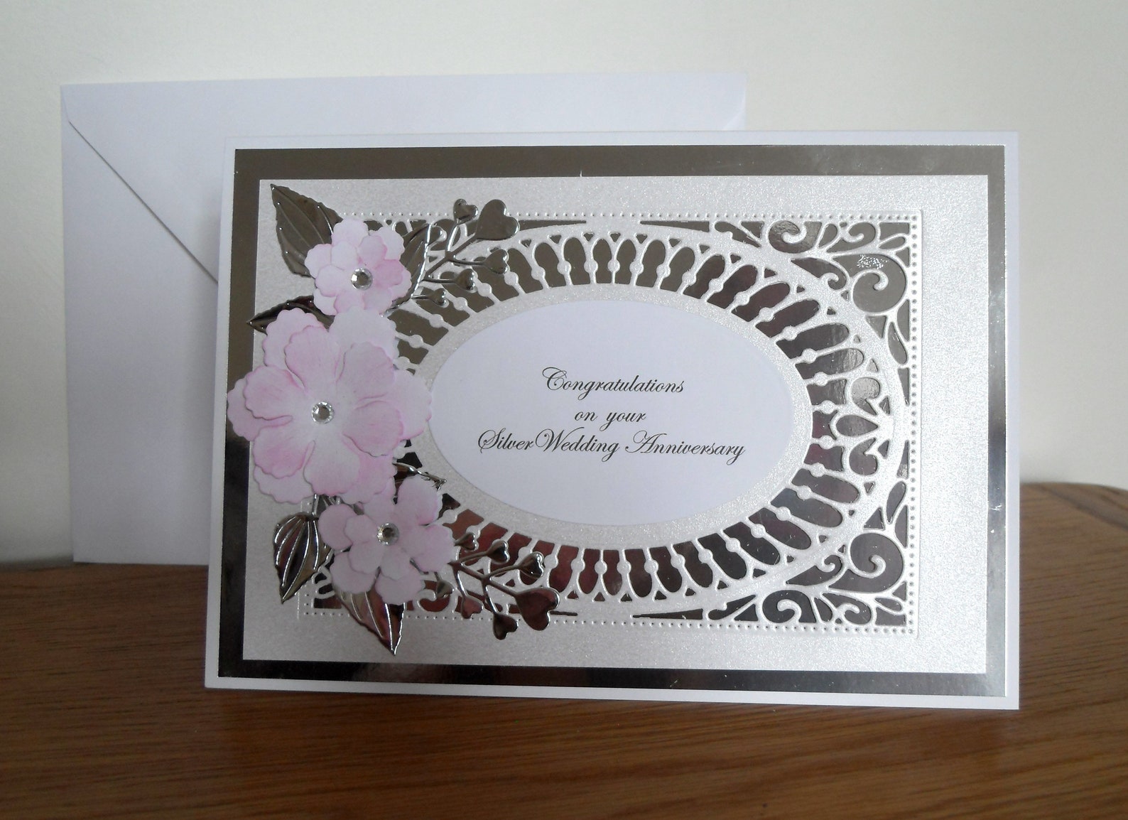 Handmade Personalised Silver Wedding 25th Anniversary Card - Keepsake ...