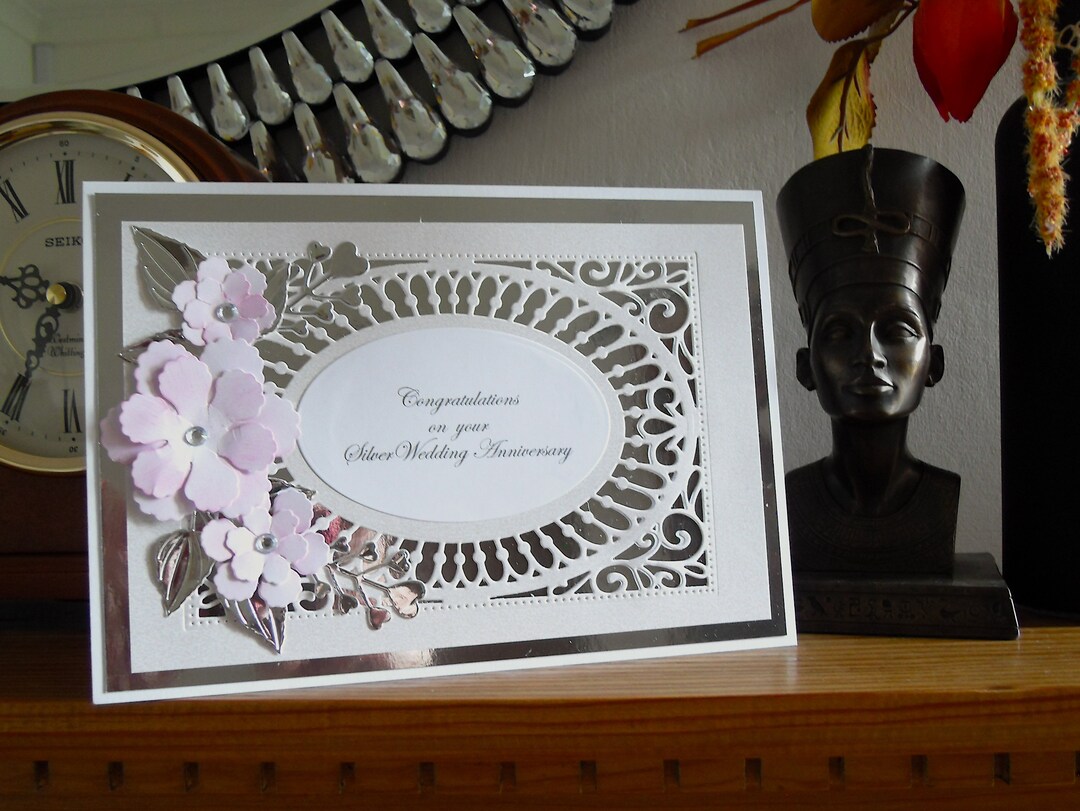 Handmade Personalised Silver Wedding 25th Anniversary Card - Keepsake ...