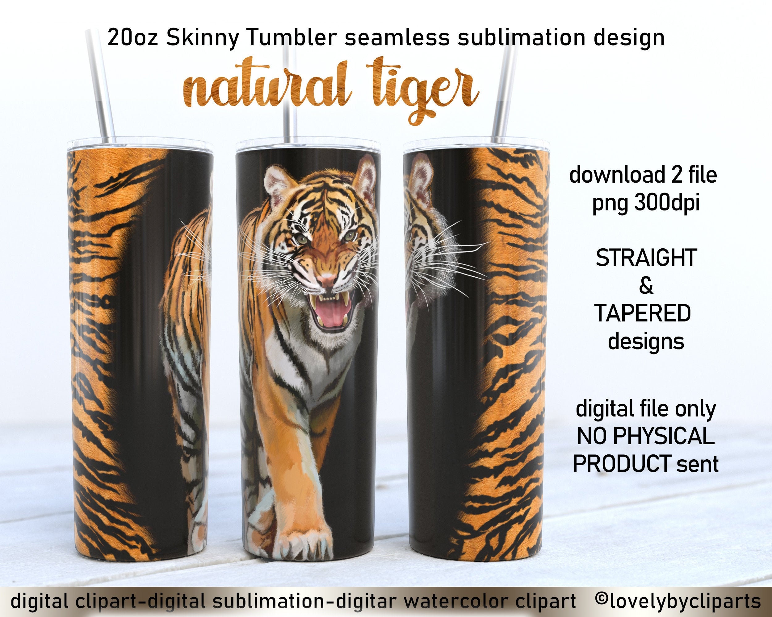 20oz Skinny Tumbler Tiger Sublimation Designs. Fur Tiger. Etsy