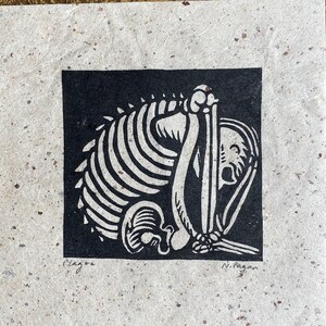 Plague Year original linocut print