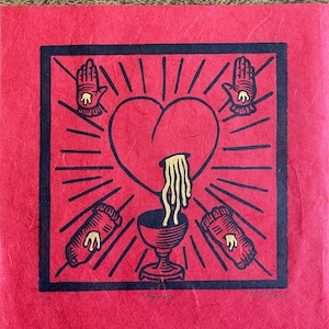 Stigmata original linocut print