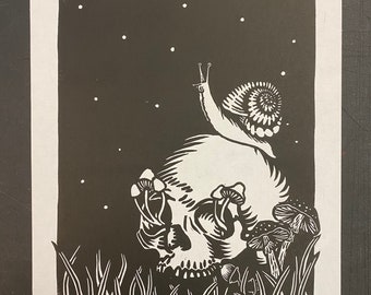 Impresión original en linograbado de Life After Death