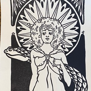 Medusa original linocut print