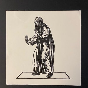 Searching original linocut print