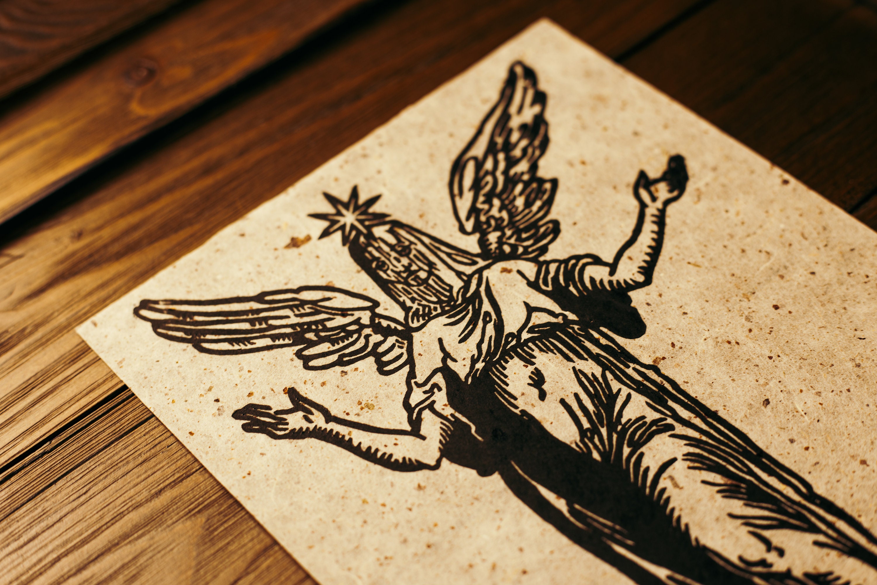 Guardian Angel Original Linocut Print - Etsy