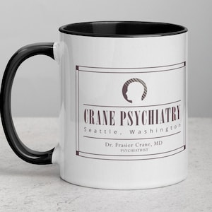 Dr. Frasier Crane, MD Frasier Mug / Black Handle y en el interior
