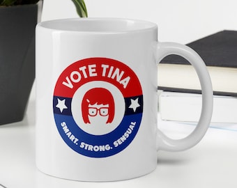 Tina Belcher Wybory Bobs Burgers TV Show Kubek 11 uncji Bobs Burgers Pomysł na prezent Urodziny Biuro Rocznica