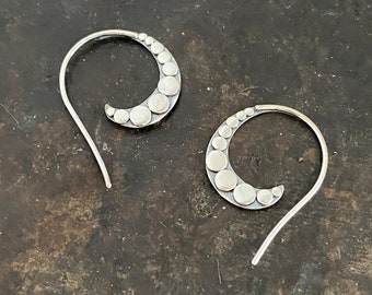 Threader spiral earrings, silver hook earrings, silver hook earrings , spiral earrings , UK, silver earrings