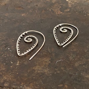 Threader earrings, silver hook earrings, silver hook earrings , spiral earrings , UK, silver earrings image 3