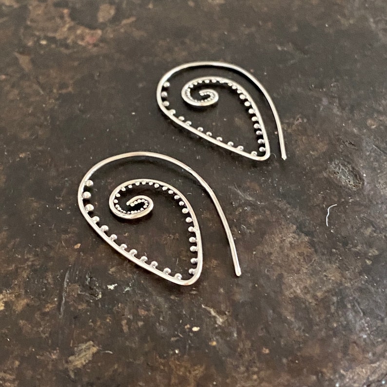 Threader earrings, silver hook earrings, silver hook earrings , spiral earrings , UK, silver earrings image 4