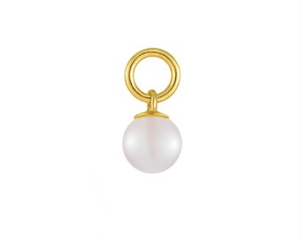 Perle Charme, minimale Ohrring Charme, Mix and Match, Gold Charme, maßgeschneiderte Ohrringe, CZ Charme, baumelnde Charme Ohrringe, Geschenk für sie x