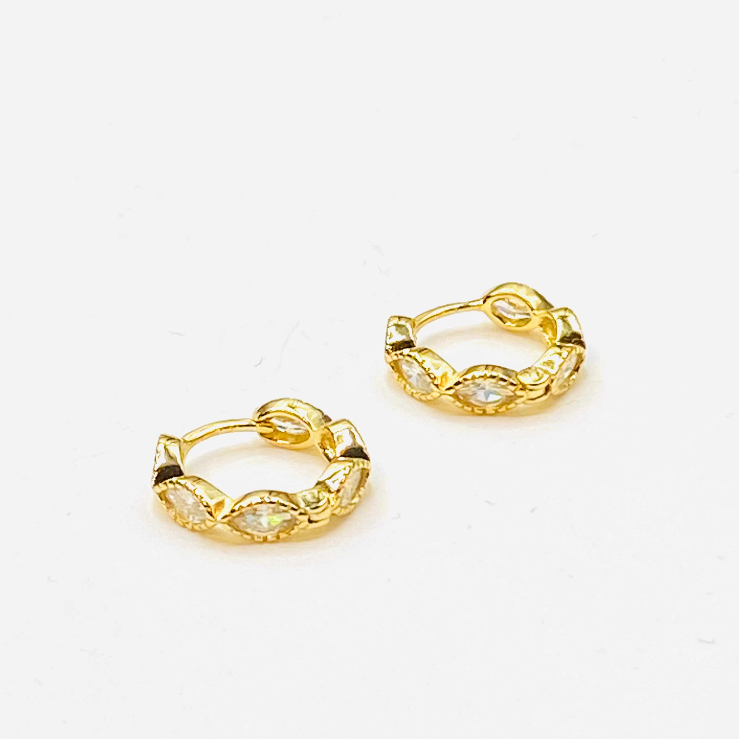 Dainty CZ Hoops Crystal Gold Hoops Dainty Gold Hoops CZ Etsy UK