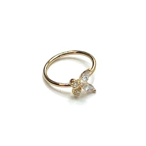 Anello al naso a farfalla, anello al naso in oro 14K, piercing al naso da 0,8 mm, gioielli con anello al naso, anello al naso in oro massiccio