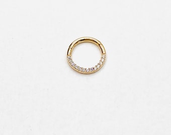 Gold septum ring, 14K  gold hinge septum, Daith piercing, rook, cartilage jewellery, nose ring, septum clicker, 16G, 1.2mm