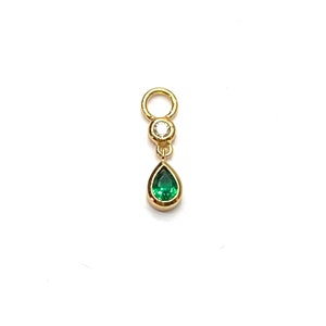 Indian charm, emerald earring charm , mix and match earrings, customized earrings, CZ charm, dangling charm earrings, gift for her