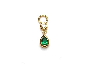 Indian charm, emerald earring charm , mix and match earrings, customized earrings, CZ charm, dangling charm earrings, gift for her