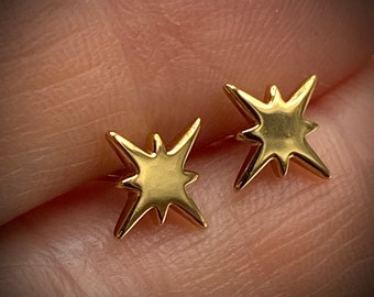Starburst ear studs, starburst earrings, silver star earrings, gold star earrings, celestial, UK, gift