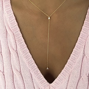Collier lariat or émeraude, collier Y, collier lariat or, collier minimal