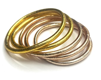 Buddhist gold bangle bracelet , Kumlai mantra bracelet , gold leaf bracelet