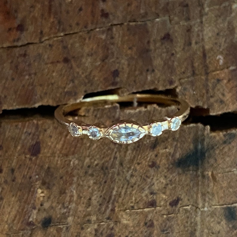 Solid 14K gold ring gold ring with CZ anniversary CZ ring engagement ring stackable ring gift gold ring dainty gold ring premium