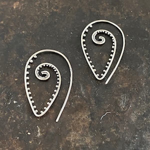 Threader earrings, silver hook earrings, silver hook earrings , spiral earrings , UK, silver earrings image 1