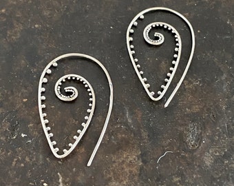 Threader earrings, silver hook earrings, silver hook earrings , spiral earrings , UK, silver earrings