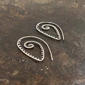 Threader earrings, silver hook earrings, silver hook earrings , spiral earrings , UK, silver earrings image 2